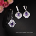 Shangjie Oem Joyas Ring Ganhos Colar Flower Purple Zircon Bridal Smart Women Fashion Jóias Jóias de Casamento Conjuntos de Jóias